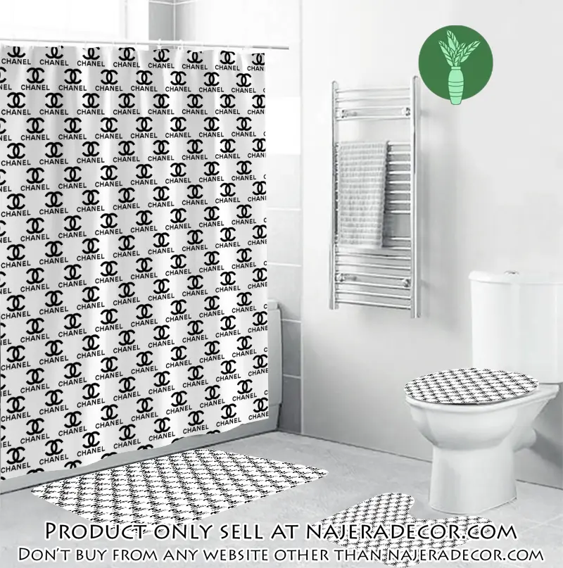 Chanel whie small logo fashion luxury brand bathroom set home decor njr1825581